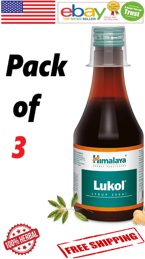 3x Himalaya Lukol Syrup For women Wellness 100% Natural 200ml. Each (Free Ship)