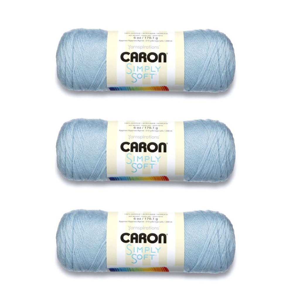 3-Pack Simply Soft 100% Acrylic Yarn in Soft Blue #9712 – 6 oz Skeins