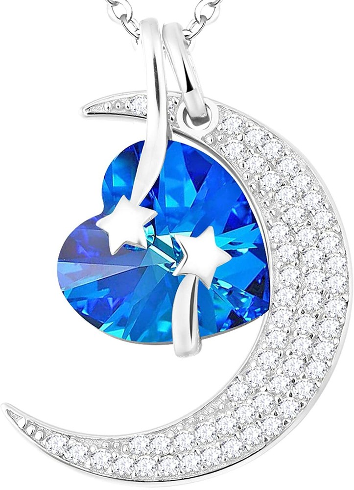 Mothers Day Necklace Gifts for Mom Birthstone Jewelry Aquamarine Sterling Silver