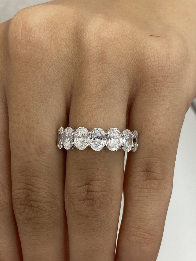 14K White Gold Band Ring 3.5ct Oval Labcreated Diamond F/VS Gift for Women