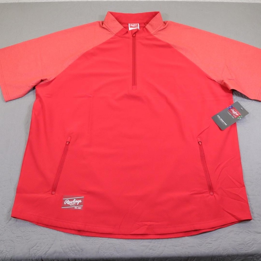 Rawlings ColorSync Pullover Hot Jacket Mens XL Red 1/4 Zip Baseball Athletic