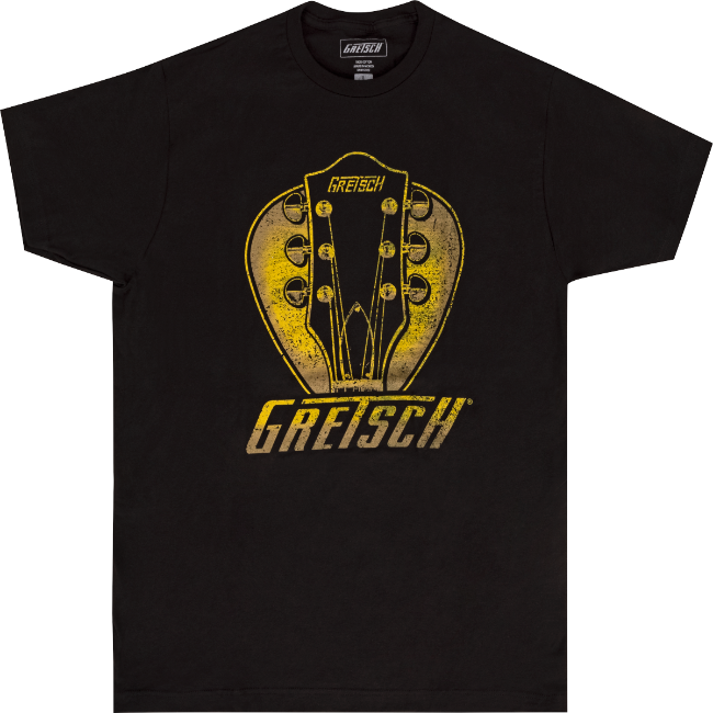 Gretsch Guitars Headstock Pick T-Shirt, Black, Large (L)