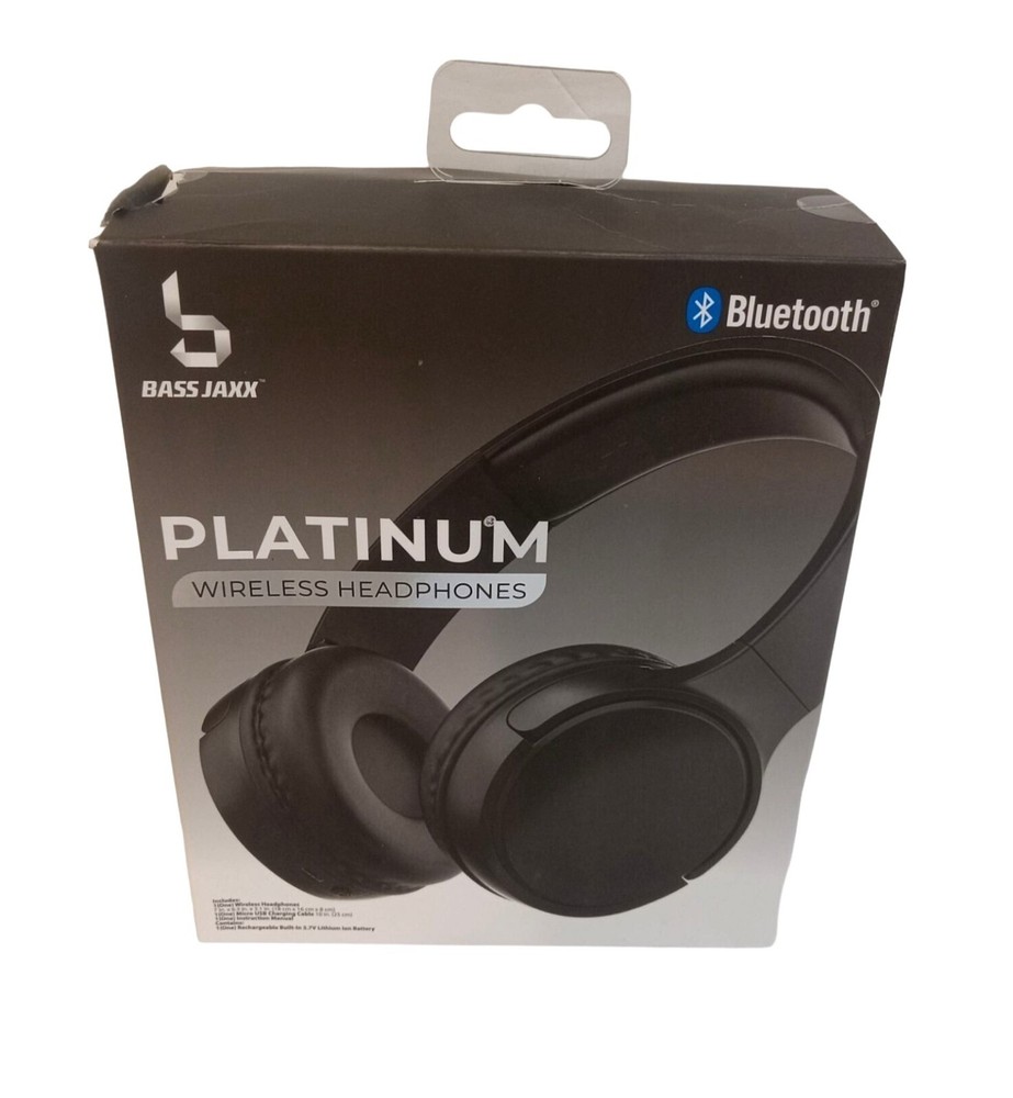 Bass Jaxx Bluetooth Platinum Wireless Headphones Black Rechargeable