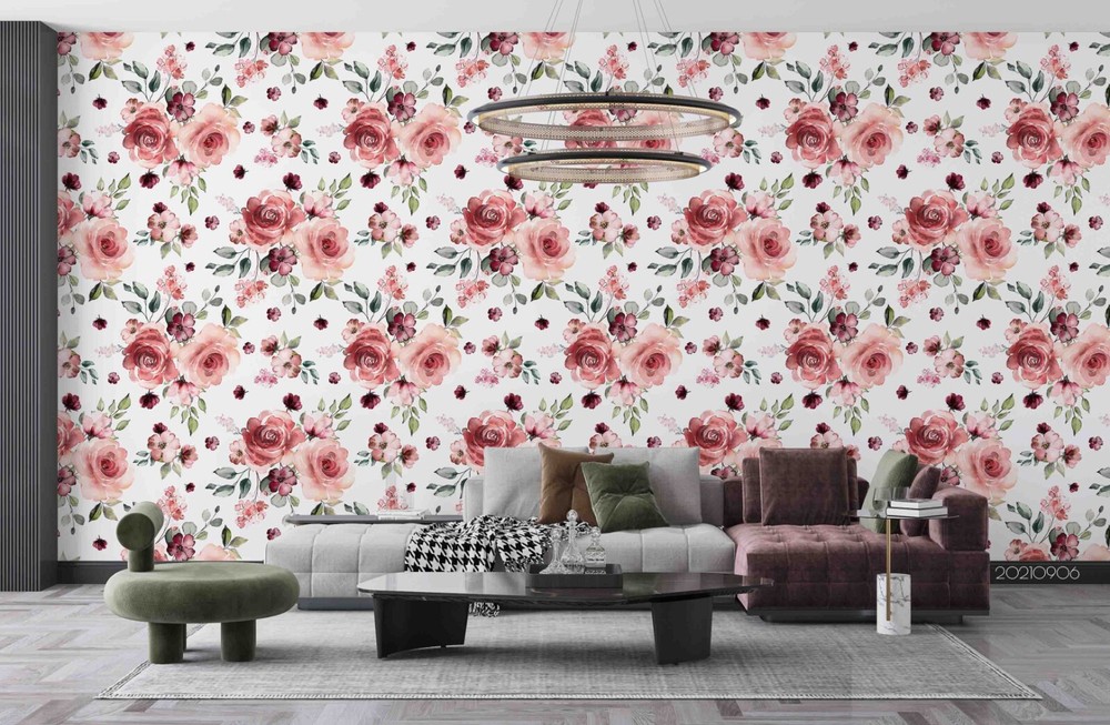3D Pink Rose Pattern Wall Murals Wallpaper Murals Wall Sticker