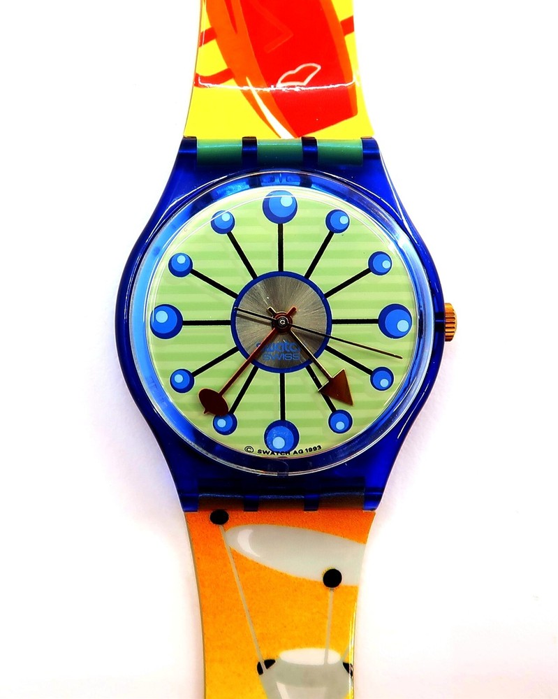 1994 NOS Swatch SITZUNG GN141 Men's Watch with Case & Papers by Walter Garro