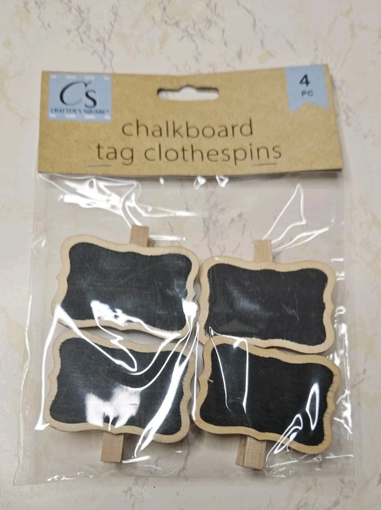 Chalkboard Tag Clothespins Crafter's Square 4 Pcs