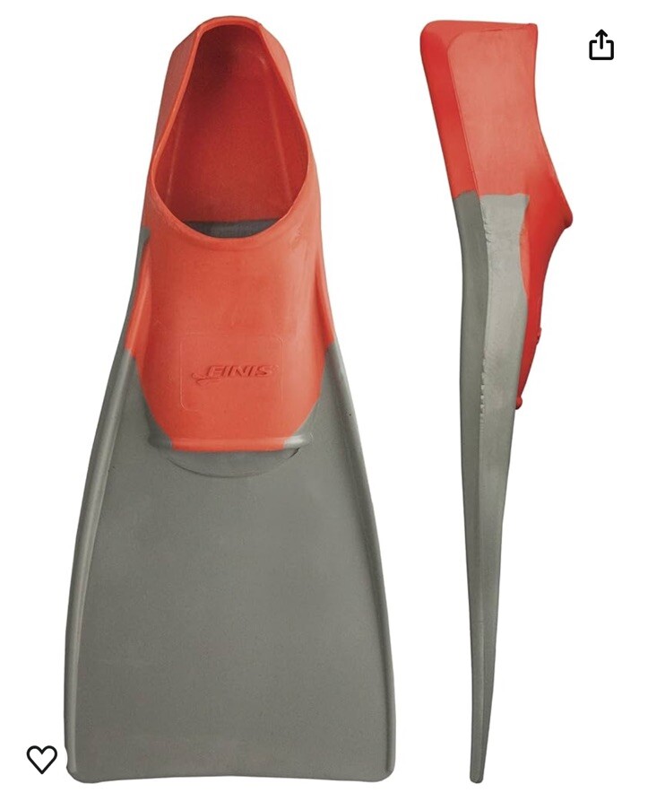 Finis Red & Gray Swim Flippers For Snorkeling Mens US 7-9, Womens 8-10