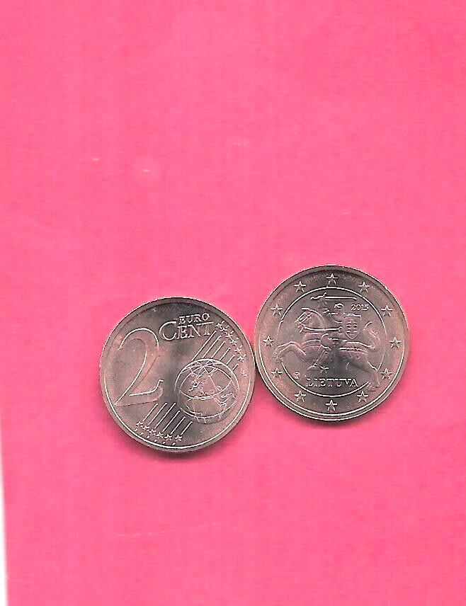 LITHUANIA KM206 2015 UNCIRCULATED-UNC MINT-BU MODERN 2 EURO CENT COIN