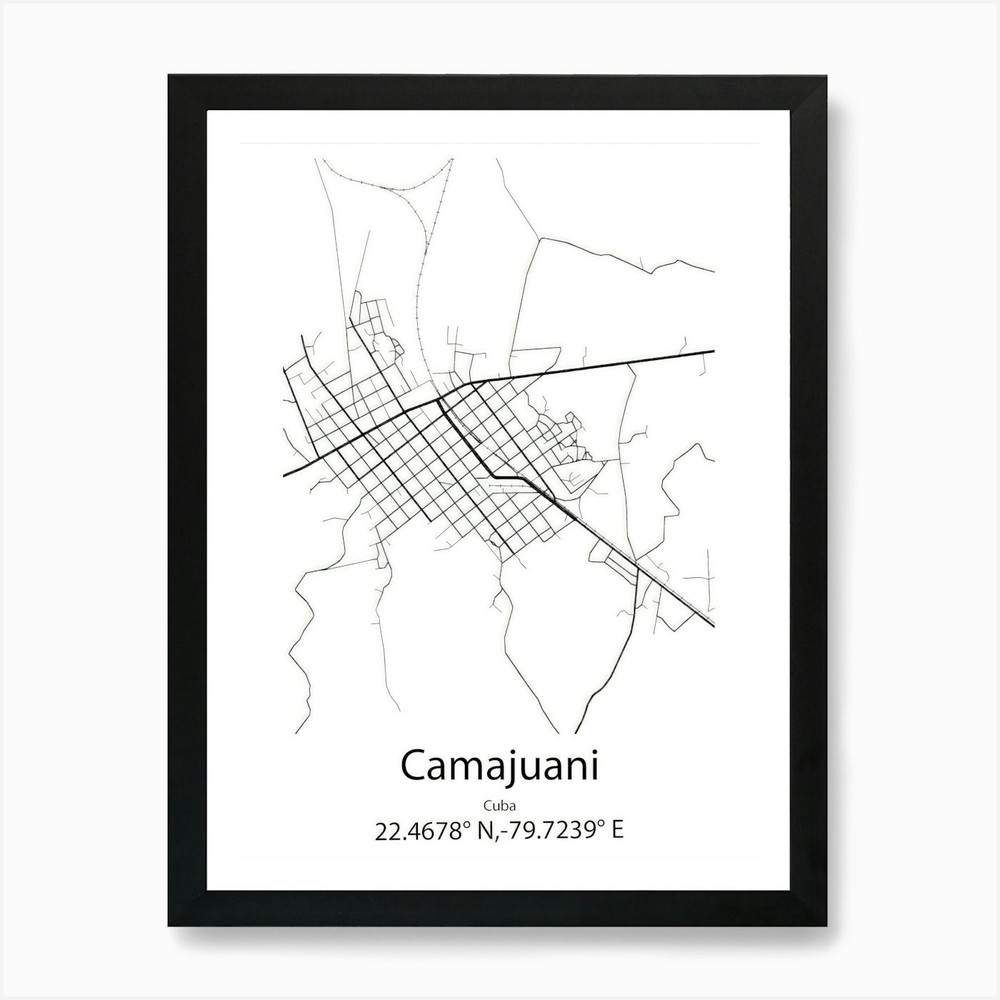 Camajuani,Cuba Minimalist Map Art P Framed Wall Art Poster Canvas Print Picture