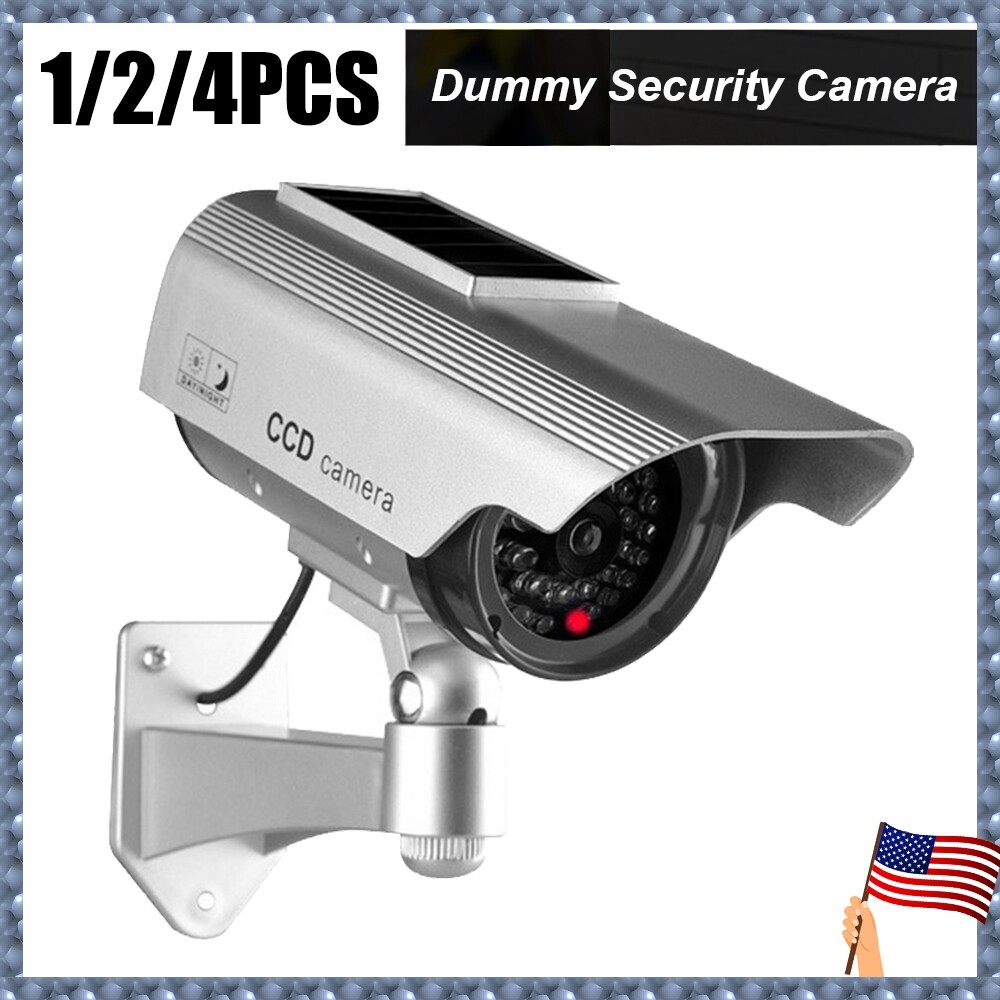Outdoor Solar-Powered Fake Security CCTV Camera with LED Light IP65 Rating