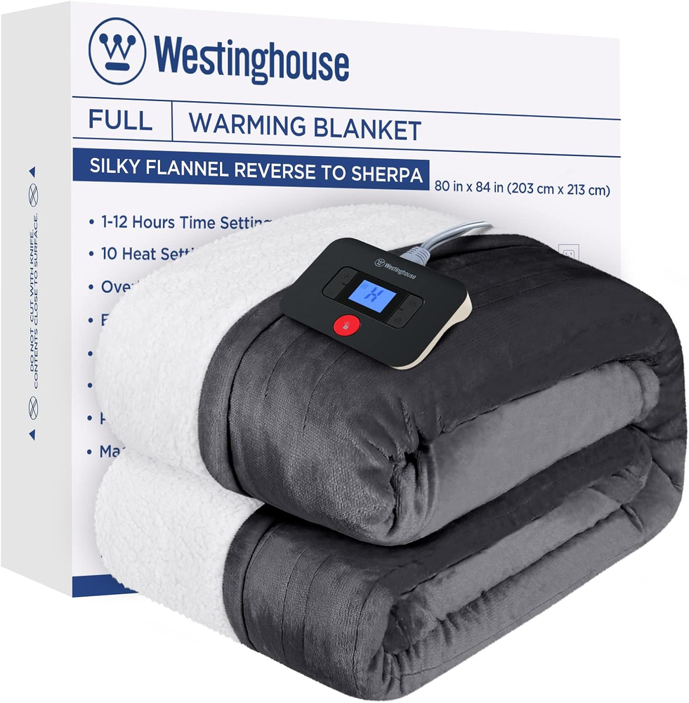 Electric Blanket Full, Heated Blanket Full Size with 10 Heating Levels and 1 to