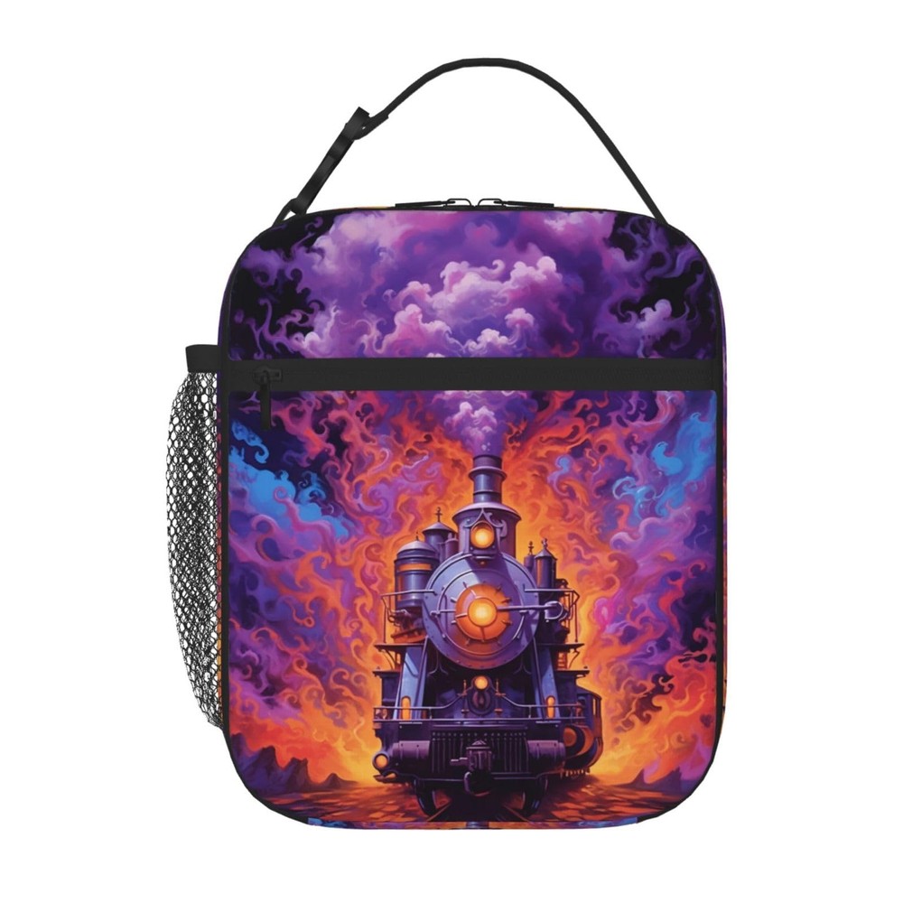 Kids Insulated Steam Train Lunch Box for Boys - Polyester Lunch Bag