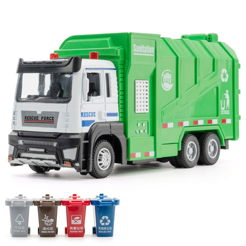 1:50 Scale Garbage Truck Toy Diecast Model Trash Truck Toys for Kids Boys Gifts