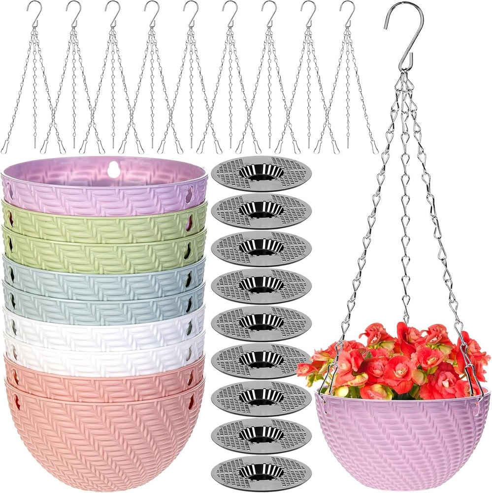10 Pack Mini Hanging Planters Garden Self Watering Flower Plant Pot Container