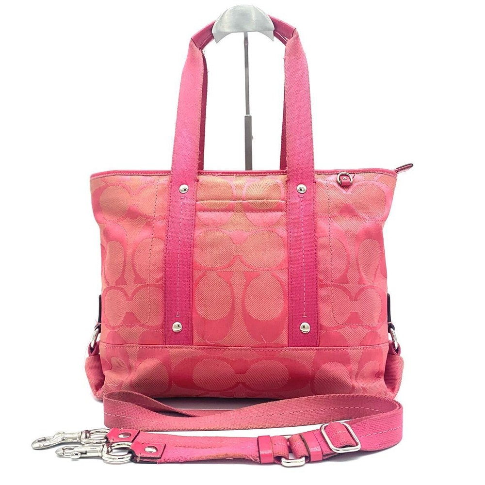COACH Signature Pink A4 Tote Bag with Adjustable 2WAY Shoulder Strap Japan