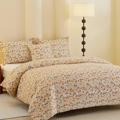 Yellow Comforter Set, 4 Pcs Twin Size Chic Floral Hot Sleeper Bedding,