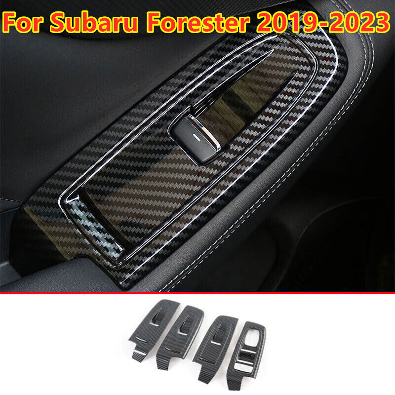 Carbon Fiber Window Lift Switch Panel Cover Trim For 2019-2023 Subaru Forester