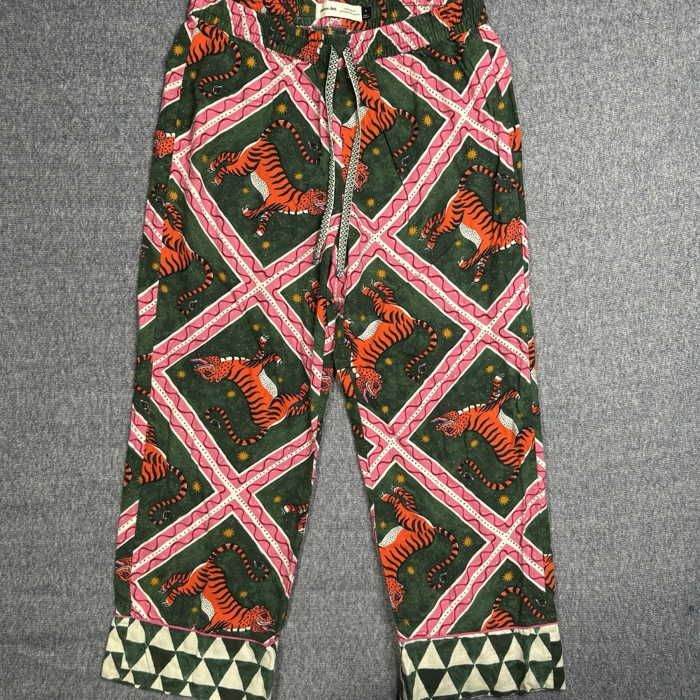 Anthropologie x Corinne Lent Women's M Tigress Flannel Pajama Pants Bold Comfy Cozy