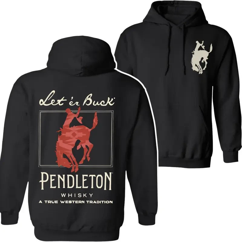 Pendleton Whisky Cowboy Hoodie – Let ’Er Buck Western Horse Graphic