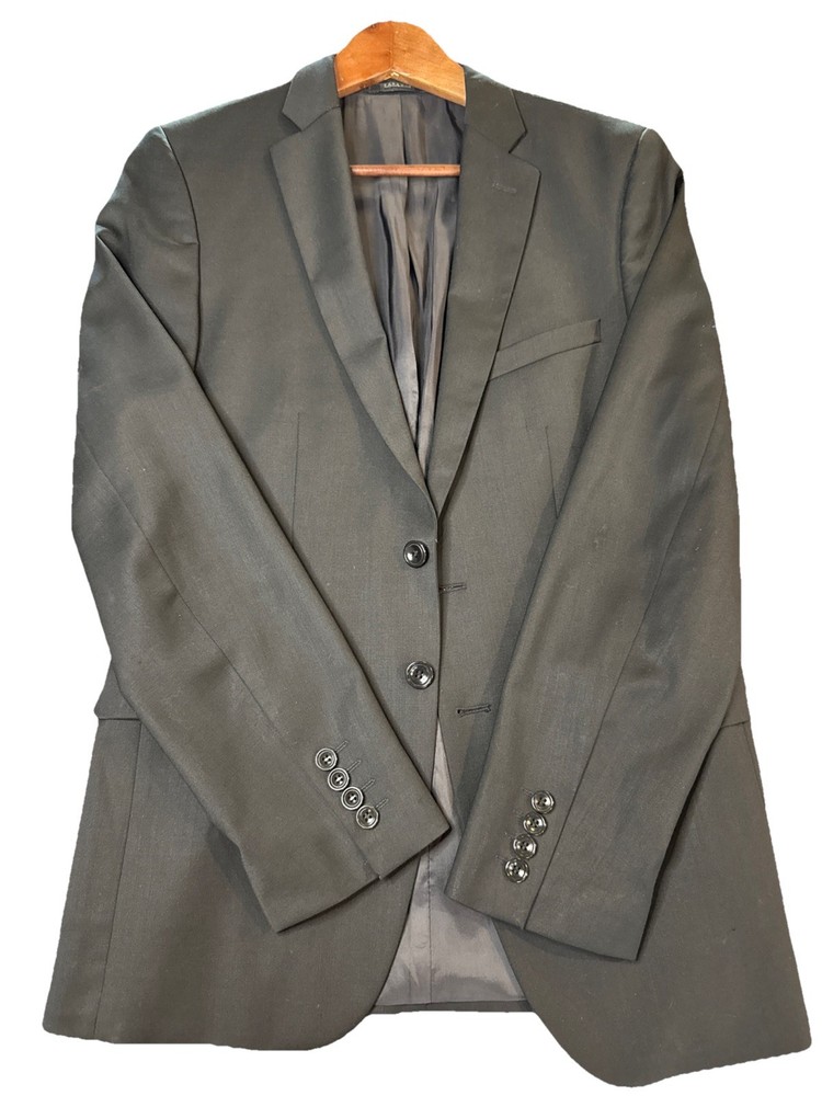 Zara Man Basic Collection Suit Jacket Size 36 Xt Fine Wool w/ Pants Size 30