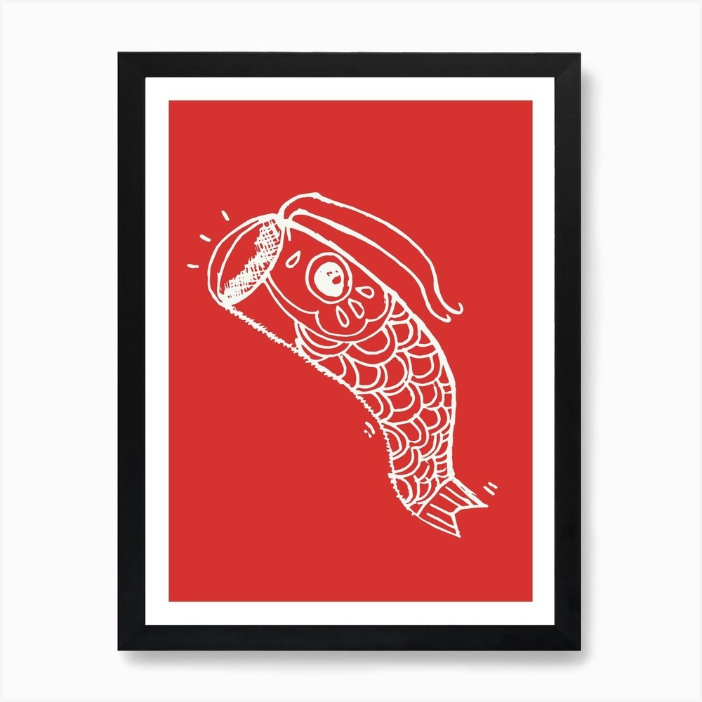 Koi Fish Red Art Print Framed Wall Art Poster Canvas Print Picture