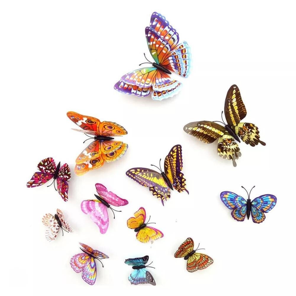 12Pcs 3D Butterfly Wall Decals Removable Stickers Home Decoration DIY Art-