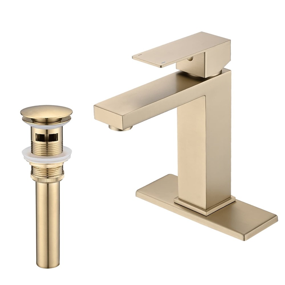 PROOX Single Bathroom Sink Faucet with Drain Assembly Brushed Gold