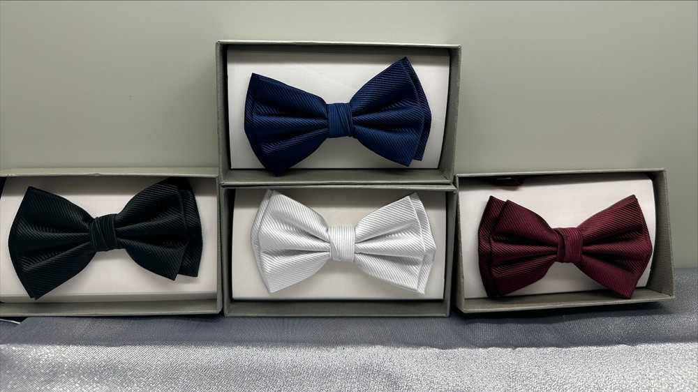 BOW TIES MEN'S CLIP ON SOLID COLOR WEDDING TUXEDO NECKTIE USA 4 for $25