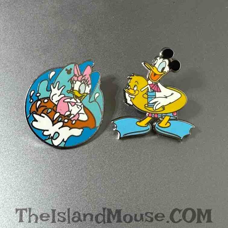 Disney WDW Daisy Inner Tube Cast Lanyard Donald AAA Travel 2 Pin Set (UD:15977)