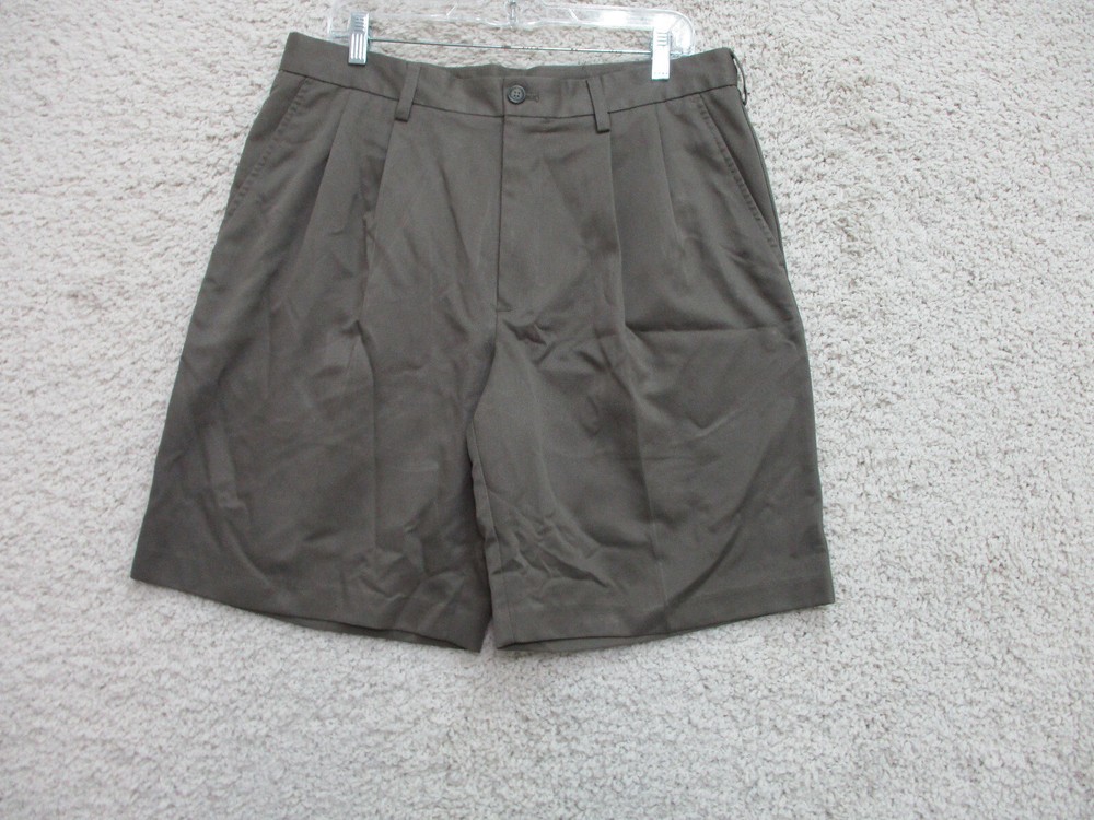 Izod Shorts 34 Mens Brown Chino Walk Pleated Pockets Casual Golf Classic Fit J22