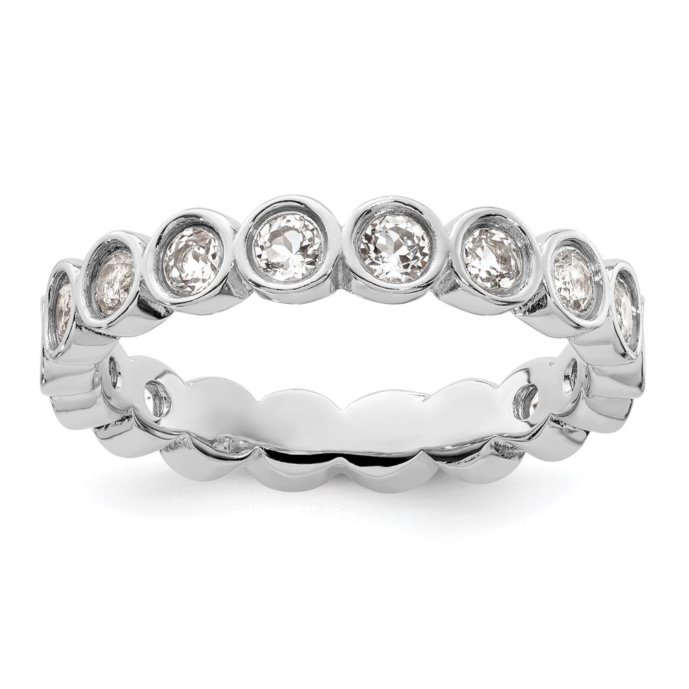 925 Sterling Silver Stackable Expressions White Topaz Ring Size 10