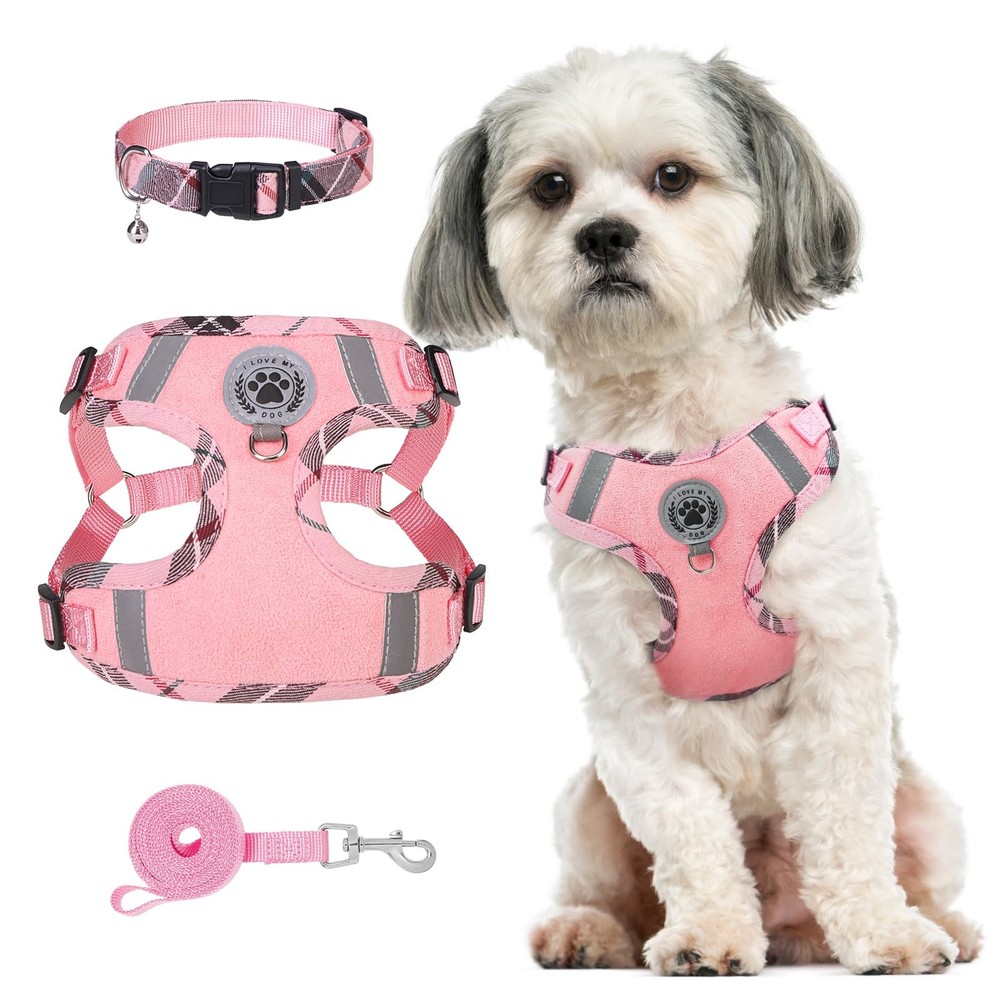 No Pull Step-In Dog Harness Collar Leash Set for Small to Large Breeds