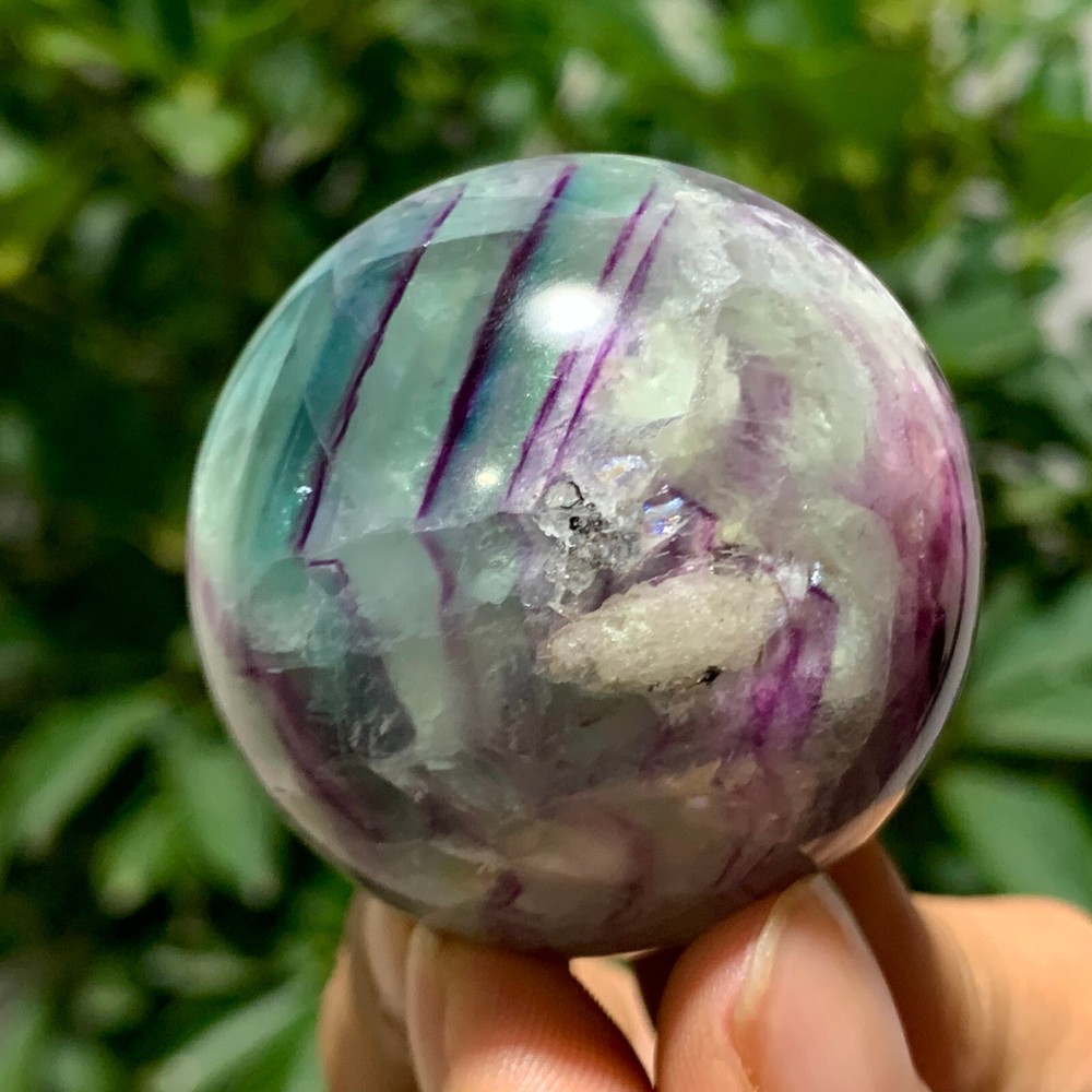 178G Natural beautiful colorful fluorite quartz crystal ballsphere healing