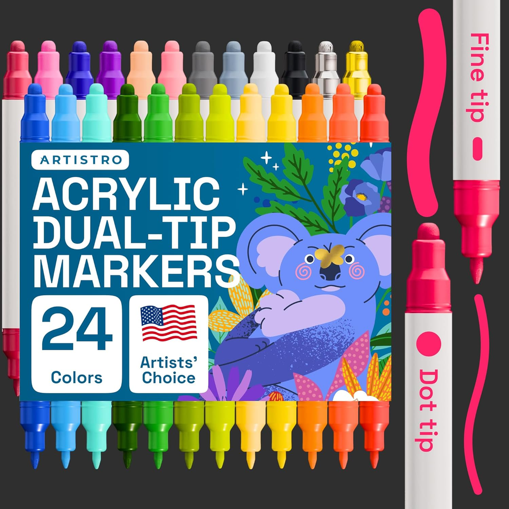24 Acrylic Paint Pens, Acrylic Paint Markers, Fabric Markers for Textile, Canvas