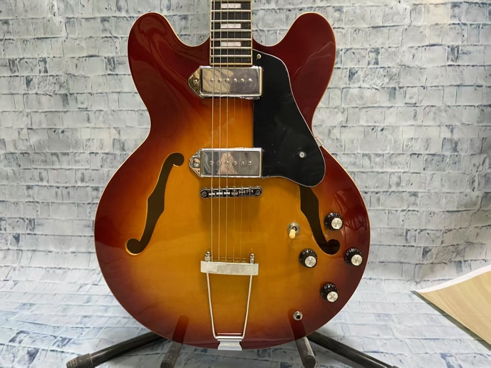 Custom US 335 semi-hollow electric guitar with P90 pickups hot sale