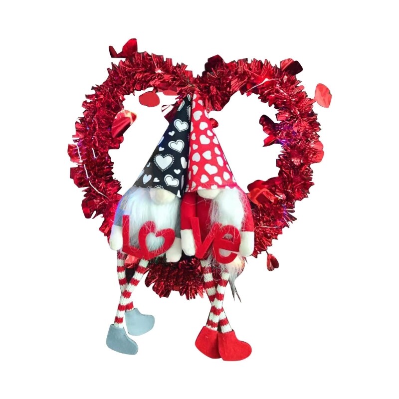 Valentine s Day Decorations Gnome Wreath for Front Door Wall Hanging Ornament