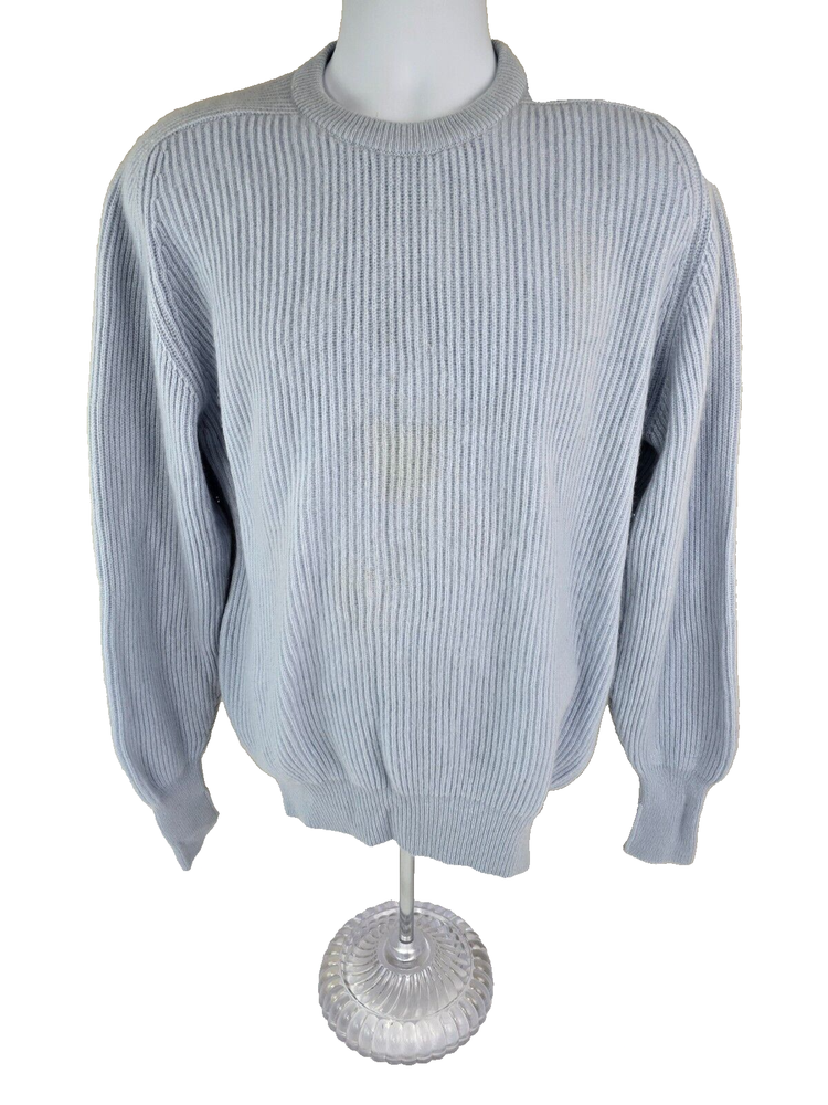Burberry 100% Cashmere Thick 4-Ply Rib Knit Crewneck Sweater M Scotland Flaws