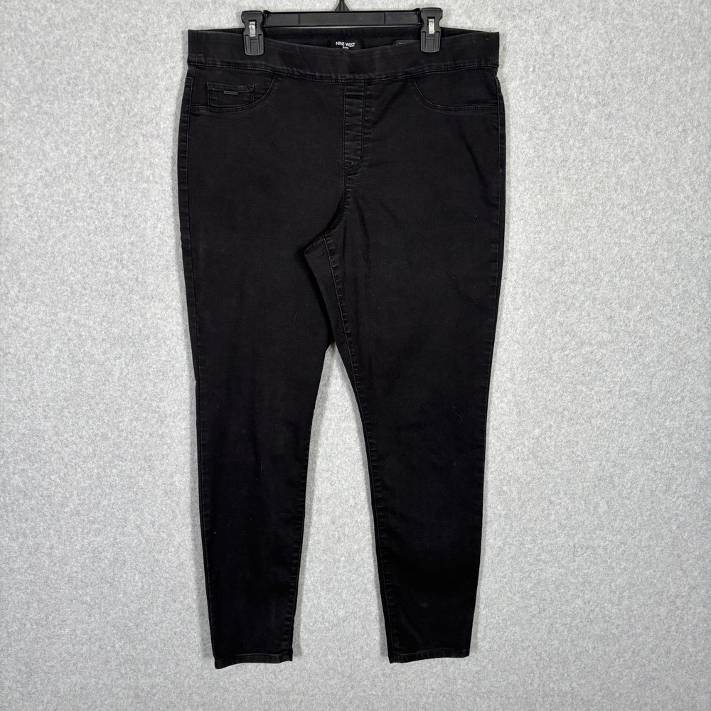 Nine West Jean Women 16 Black Jegging Skinny Pull On Witchy Capsule Classic Moto
