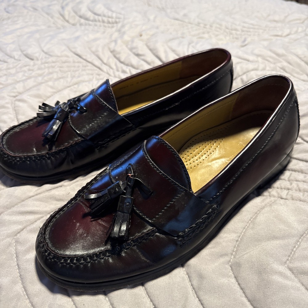Cole Haan City Men's US Size 10 D Burgundy Pinch Tassel Loafer Shoes C03507