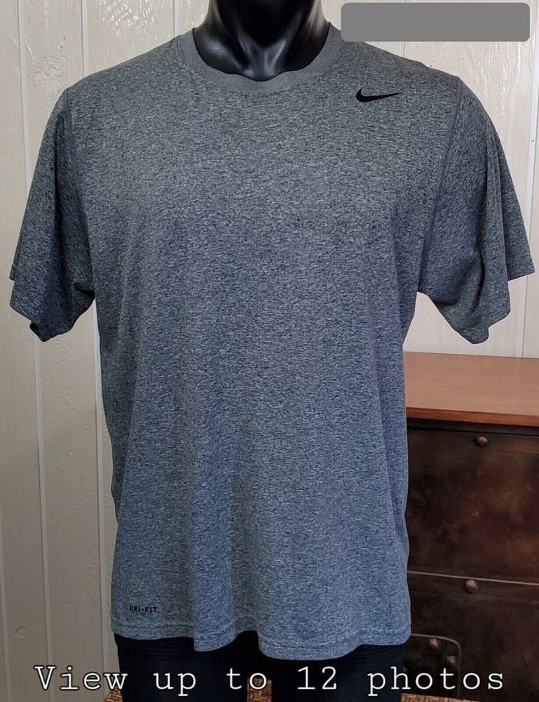 Nike Dri Fit Short Sleeve Heather Gray Men's Activewear Athletic Shirt **Sz L