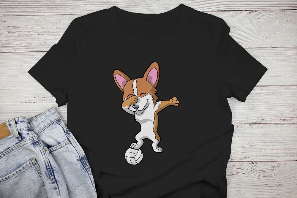 Corgi Dog Volleyball Dabbing Player Team Coach Mom Dad T-Shirt