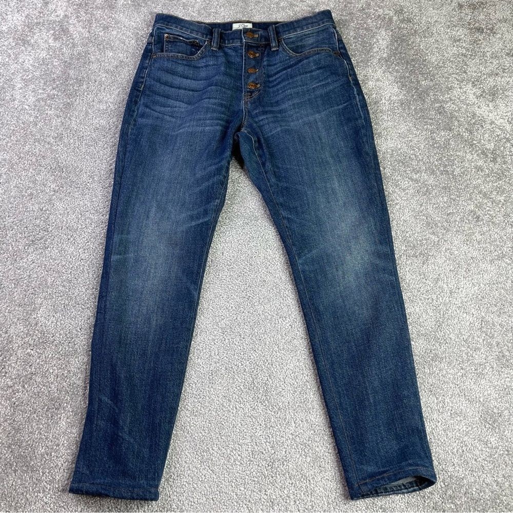 J. Crew Jeans Women’s 26 Blue Skinny High Rise Dark Button Fly Cropped F6053