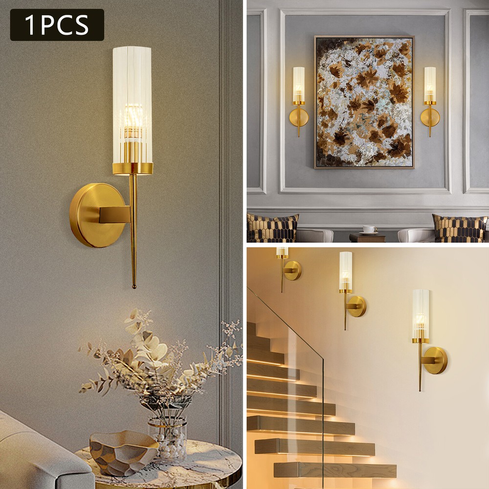 Elegant Gold Wall Sconce with Glass Shade for Hallway Bedroom or Bathroom 110V Lighting
