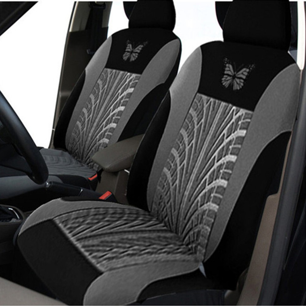Butterfly Pattern Black Gray Front Car Seat Cushion Protectors