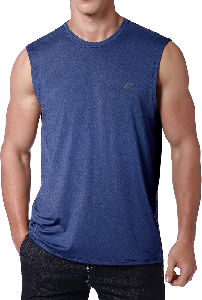 EZRUN Men'S Workout Sleeveless Shirts Quick Dry Muscle Swim Shirt Gym Fitness Ru