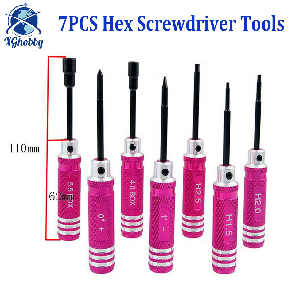 7PCS RC Tools Hex Screw Driver Set Titanium Plating Hardened 1.5 2.0 2.5mm