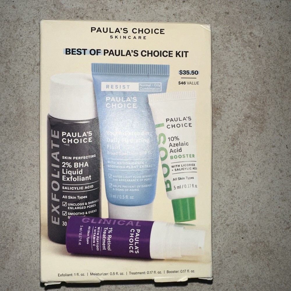 Best Of Paula’s Choice 4 Piece SPF Hydration, Retinol, Liquid Exfoliate, Booster