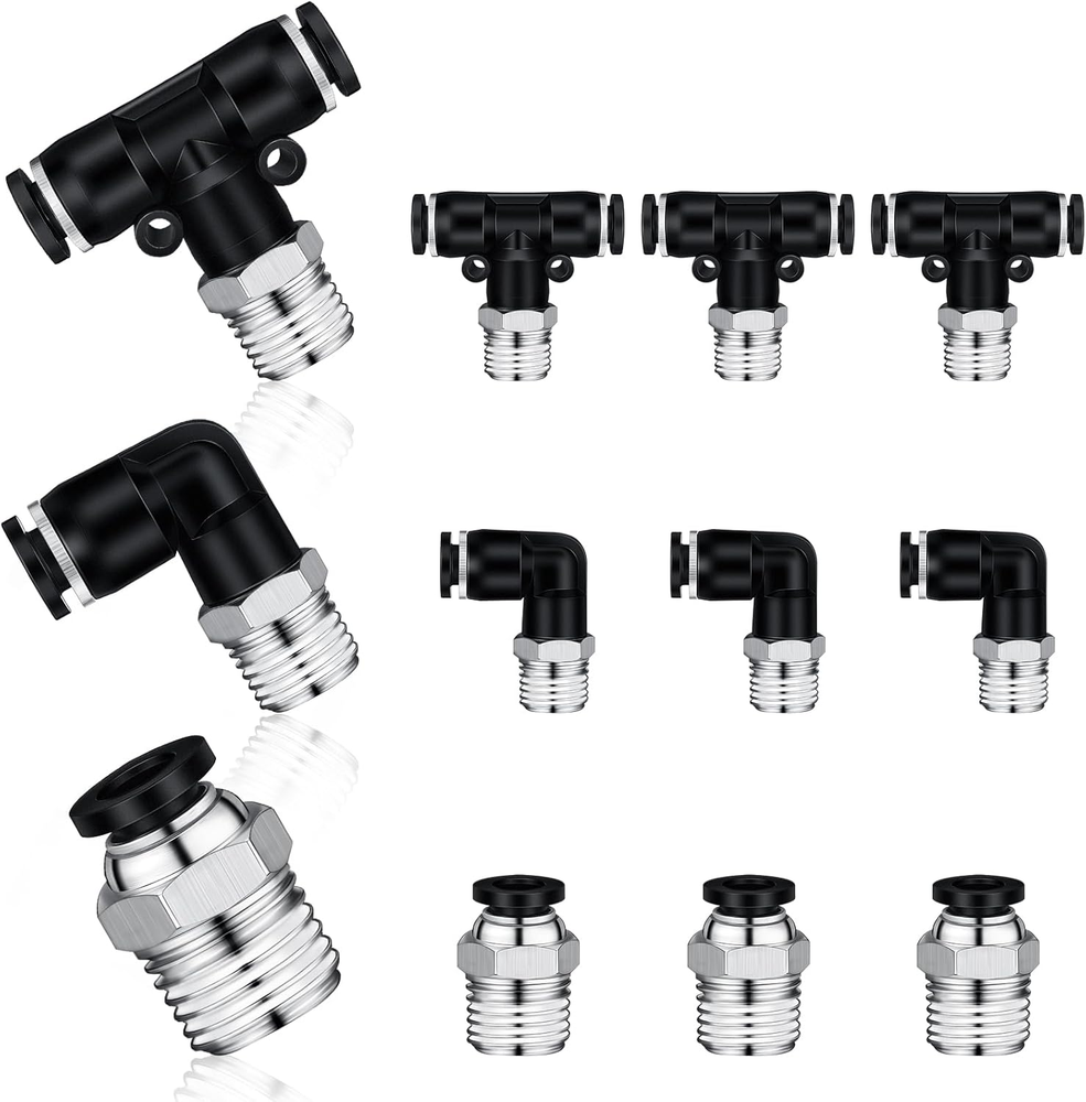 12 Pcs Push to Connect Fittings 1/4 Inch Tube OD X 1/4 NPT Air Line Pneumatic