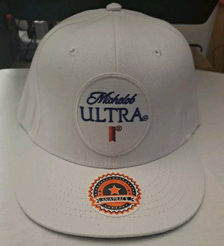 Michelob Ultra White Adjustable Snapback Cap for Men and Women