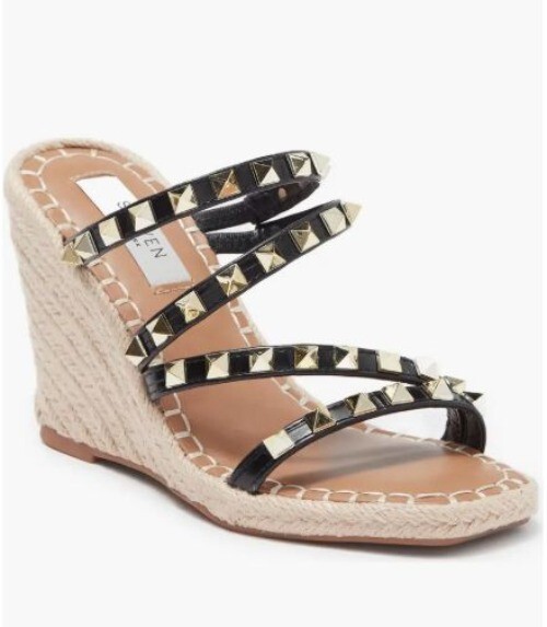 NWT Steven New York Keina Black Espadrille Wedge Sandal/Sz. 9.5M